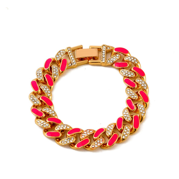 Alloy Hip Hop Geometric Diamond Cuban Bracelet Unisex Jewelry
