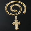 Alloy Hip Hop Geometric Diamond Cuban Chain Cross Necklace For Men And Women