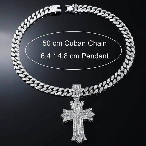 Alloy Hip Hop Geometric Full Diamond Pendant Necklace For Men