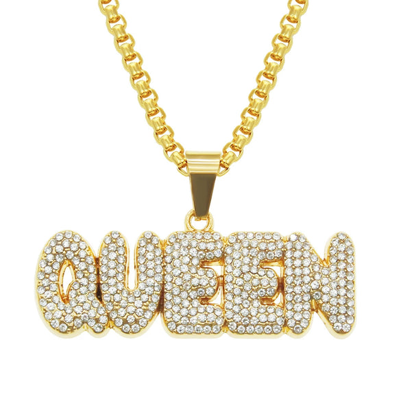 Alloy Hip Hop Letter Pendant Necklace With Diamond
