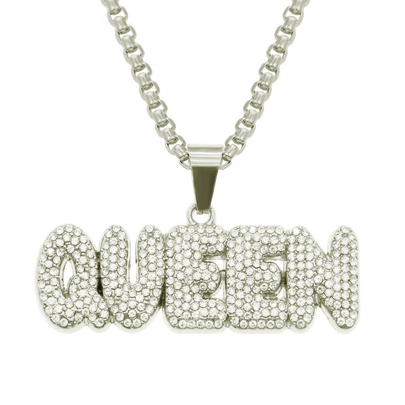 Alloy Hip Hop Letter Pendant Necklace With Diamond