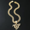 Alloy Hip Hop Letter Rhinestone Diamond Cuban Chain Pendant Necklace