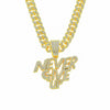 Alloy Hip Hop Letter Rhinestone Diamond Cuban Chain Pendant Necklace