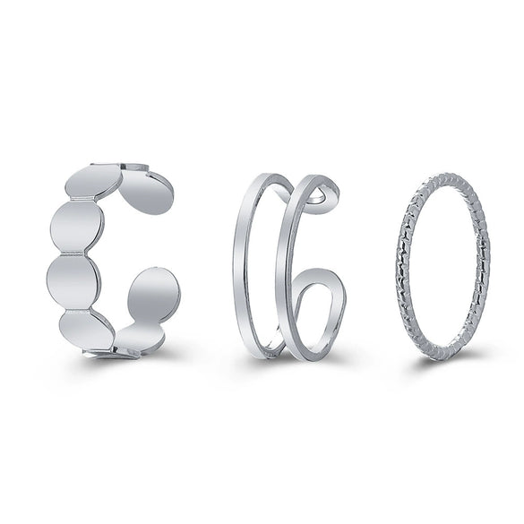 Alloy Hip Hop Retro Style Geometric C Ring 3Piece Set With Electroplating
