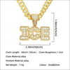 Alloy Hip Hop Spliced Square Diamond Letter Pendant Cuban Chain Necklace
