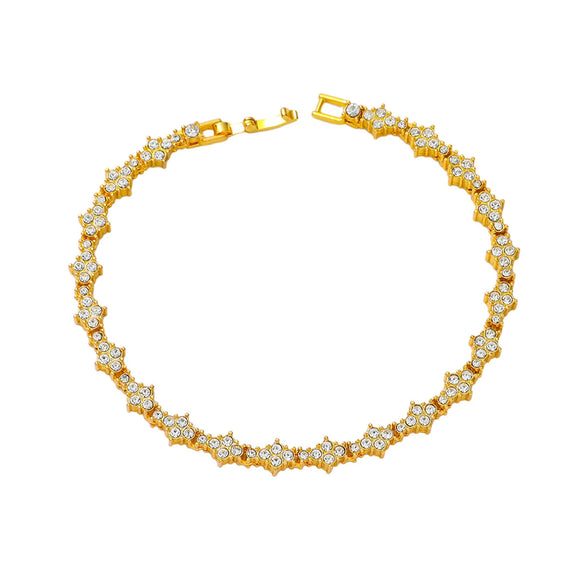 Alloy Hip Hop Style Flowershaped Geometric Tennis Chain Diamond Necklace Jewelry