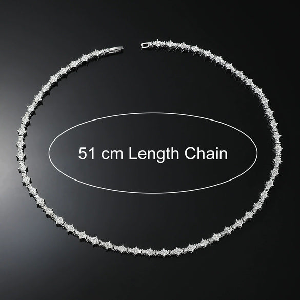 Alloy Hip Hop Style Flowershaped Geometric Tennis Chain Diamond Necklace Jewelry