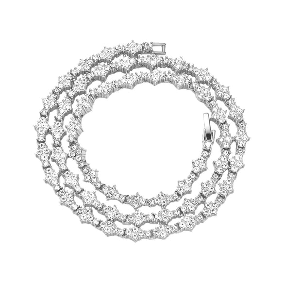 Alloy Hip Hop Style Flowershaped Geometric Tennis Chain Diamond Necklace Jewelry