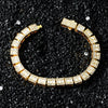Alloy Hip Hop Style Geometric Square Diamond Stitching Cuban Chain Necklace Unisex