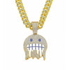 Alloy Hip Hop Style Men's Pendant Jewelry With Geometric Rhinestone Emoji Expression Pendant And Cuban Chain Set With Diamond