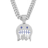Alloy Hip Hop Style Men's Pendant Jewelry With Geometric Rhinestone Emoji Expression Pendant And Cuban Chain Set With Diamond