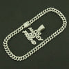 Alloy Hiphop Diamond Letter Pendant Necklace With Cuban Chain For Men