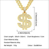 Alloy Hiphop Diamondencrusted Dollar Pendant Cuban Chain Necklace With Letters Numbers Text Pattern For Men