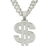 Alloy Hiphop Diamondencrusted Dollar Pendant Cuban Chain Necklace With Letters Numbers Text Pattern For Men