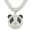 Alloy Hiphop Exaggerated Threedimensional Diamond Panda Pendant Cuban Necklace