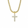 Alloy Hiphop Geometric Cross Pendant Necklace With Inlaid Zircon And Tennis Chain