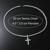 Alloy Hiphop Geometric Cross Pendant Necklace With Inlaid Zircon And Tennis Chain