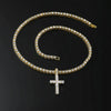 Alloy Hiphop Geometric Cross Pendant Necklace With Inlaid Zircon And Tennis Chain