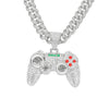 Alloy Hiphop Geometric Diamond Game Pendant Cuban Chain Necklace For Men