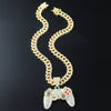 Alloy Hiphop Geometric Diamond Game Pendant Cuban Chain Necklace For Men