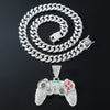 Alloy Hiphop Geometric Diamond Game Pendant Cuban Chain Necklace For Men
