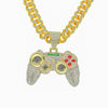 Alloy Hiphop Geometric Diamond Game Pendant Cuban Chain Necklace For Men