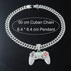 Alloy Hiphop Geometric Diamond Game Pendant Cuban Chain Necklace For Men