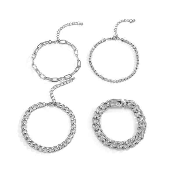 Alloy Hiphop Geometric Diamond Men's Bracelet Fourpiece Set