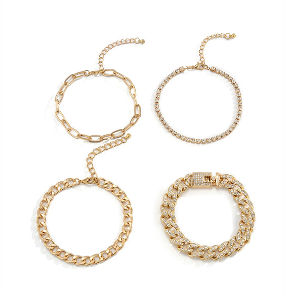 Alloy Hiphop Geometric Diamond Men's Bracelet Fourpiece Set