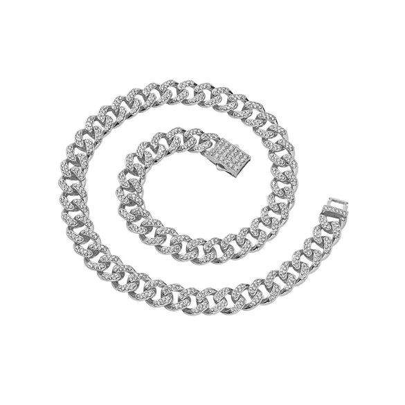 Alloy Hiphop Geometric Diamond Men's Cuban Chain Necklace