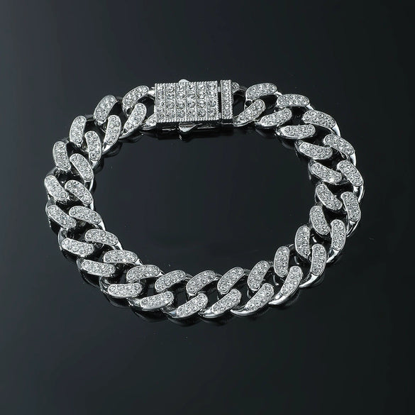 Alloy Hiphop Geometric Diamond Men's Cuban Chain Necklace