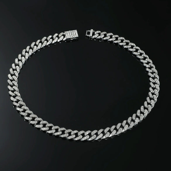 Alloy Hiphop Geometric Diamond Men's Cuban Chain Necklace