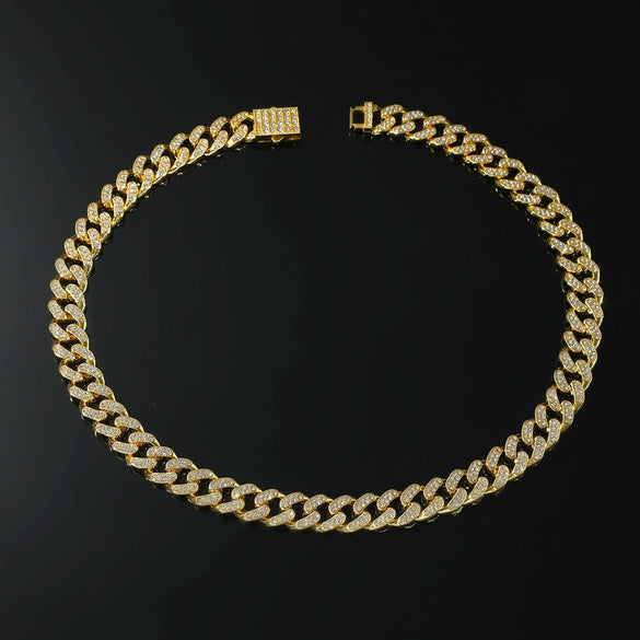 Alloy Hiphop Geometric Diamond Men's Cuban Chain Necklace