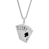 Alloy Hiphop Geometric Diamond Poker Flush Pendant Titanium Steel Necklace