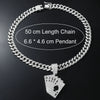 Alloy Hiphop Geometric Diamond Rhinestone Poker Pendant Necklace For Men With Cuban Chain