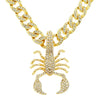 Alloy Hiphop Geometric Diamond Scorpion Pendant Cuban Chain Necklace