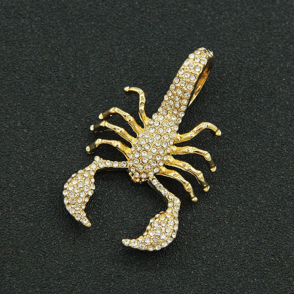 Alloy Hiphop Geometric Diamond Scorpion Pendant Cuban Chain Necklace