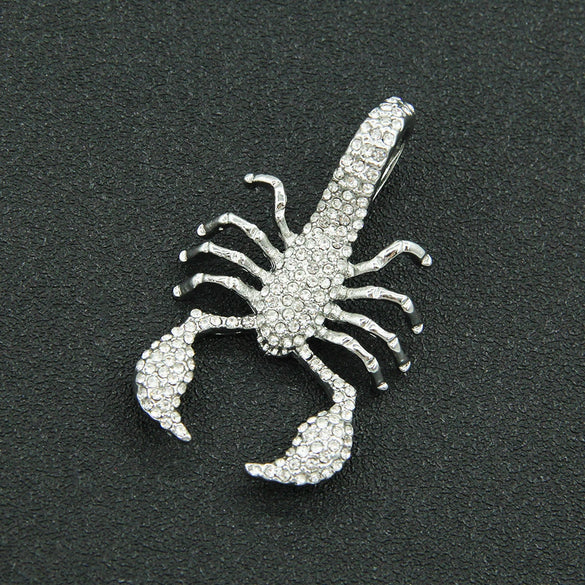Alloy Hiphop Geometric Diamond Scorpion Pendant Cuban Chain Necklace