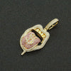 Alloy Hiphop Geometric Diamond Threedimensional Dollar Tongue Pendant Cuban Chain Necklace
