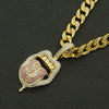Alloy Hiphop Geometric Diamond Threedimensional Dollar Tongue Pendant Cuban Chain Necklace