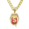 Alloy Hiphop Geometric Diamond Threedimensional Dollar Tongue Pendant Cuban Chain Necklace