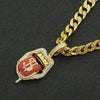 Alloy Hiphop Geometric Diamond Threedimensional Dollar Tongue Pendant Cuban Chain Necklace