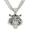 Alloy Hiphop Geometric Diamond Tiger Head Pendant Cuban Chain Men's Necklace