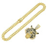 Alloy Hiphop Geometric Diamond Tiger Head Pendant Cuban Chain Men's Necklace