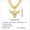 Alloy Hiphop Geometric Diamondencrusted Cow's Head Pendant Cuban Chain Necklace