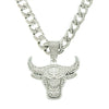 Alloy Hiphop Geometric Diamondencrusted Cow's Head Pendant Cuban Chain Necklace