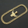 Alloy Hiphop Geometric Diamondencrusted Cow's Head Pendant Cuban Chain Necklace