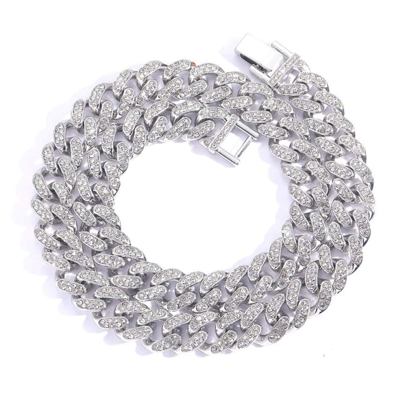 Alloy Hiphop Men's Cuban Chain Diamond Necklace