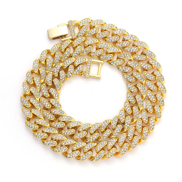 Alloy Hiphop Men's Cuban Chain Diamond Necklace