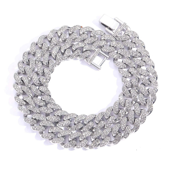 Alloy Hiphop Men's Cuban Chain Diamond Necklace